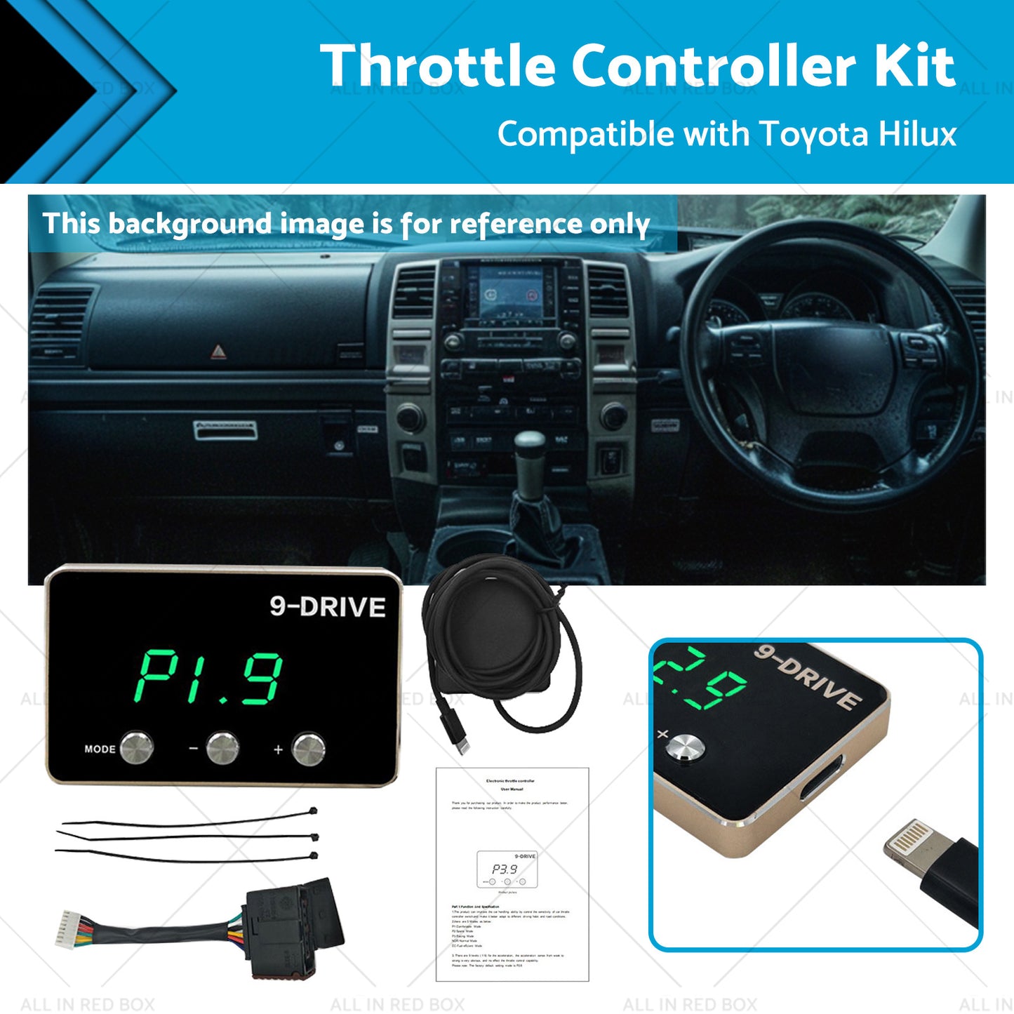 9 Mode EVC Throttle Controller Kit Suitable for Toyota Hilux V6 2WD & 4WD 05-15