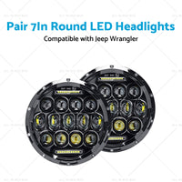 Pair 7In Round LED Headlights Hi Lo DRL Beam Headlamps Sealed Suitablefor Patrol