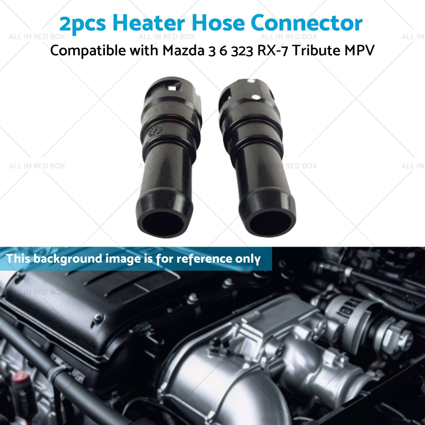 2x Heater Hose Connector B45561240A Suitable for Mazda 3 6 323 RX-7 Tribute MPV