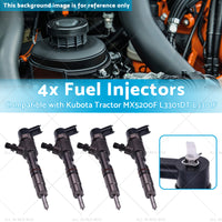 4x Fuel Injectors Suitable for Kubota Tractor MX5200F L3301DT L3301F 0445110775