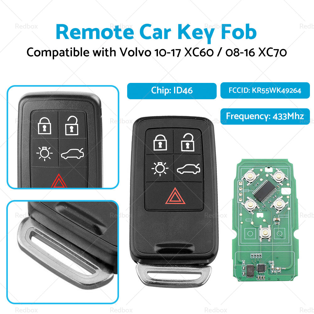 Remote Car Key Fob Entry KR55WK49264 Suitable For Volvo 10-17 XC60   08-16 XC70