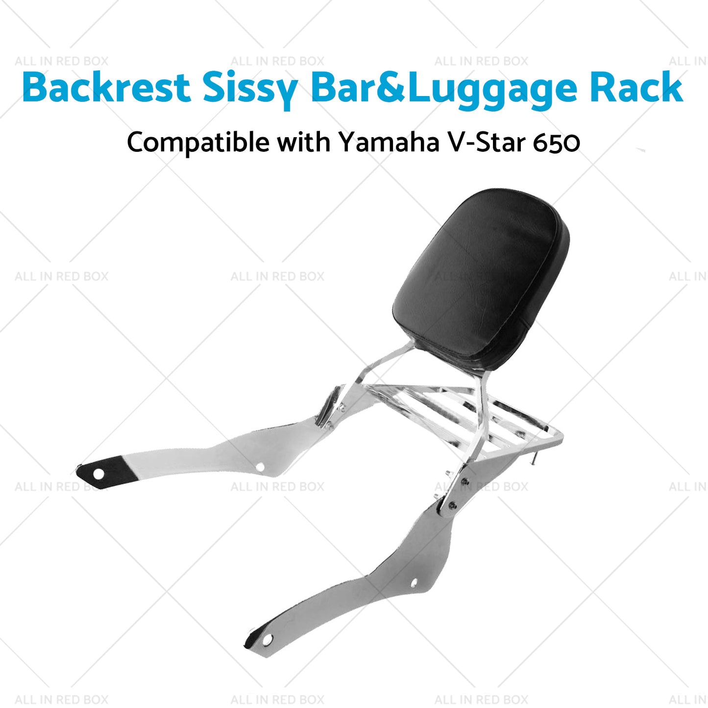 Chrome Backrest Sissy Bar Luggage Rack Suitable for Yamaha Vstar 400 650 98-18