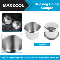 2x Stainless Steel Cup Drink Holder Suitable For Marine Car Truck Camper RV Boat