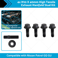 4x M10 X 40mm High Tensile Exhaust Manifold Stud Kit Suitable for GQ GU TD42