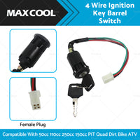 4 Wire Ignition Key Barrel Switch 50cc 110cc 125cc 150cc PIT Quad Dirt Bike ATV