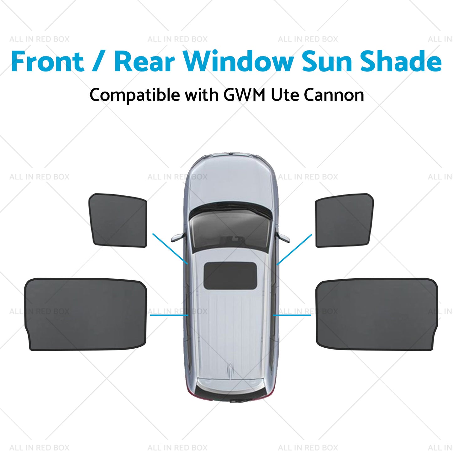 Front Rear Window Sun Shade Magnetic Mesh Suitable for GWM UTE Cannon 2021-2024