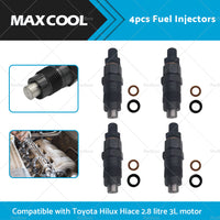 4X Diesel Fuel Injectors Suitable For Toyota Hilux Hiace 2. 8 litre 3L 1989-2000