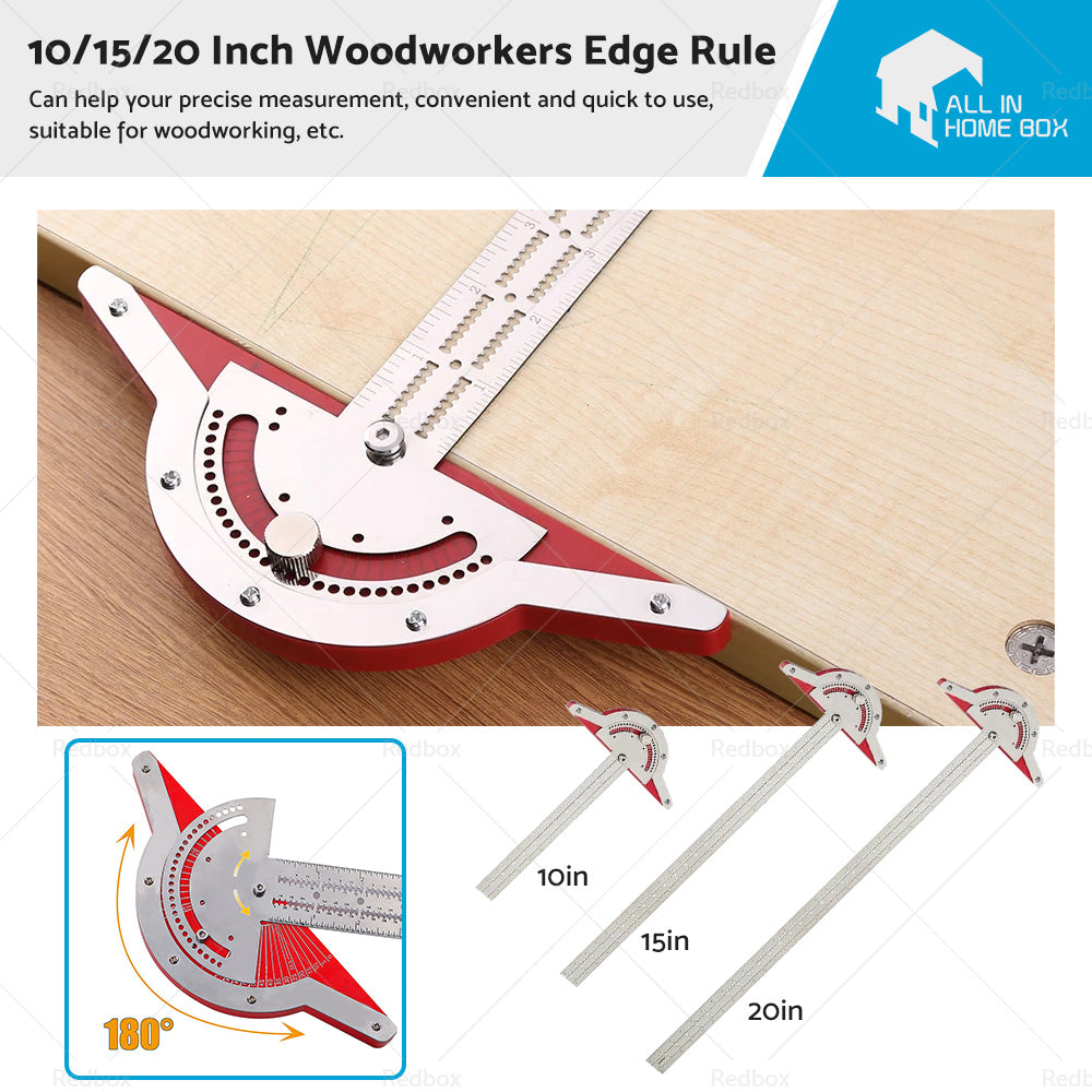 Woodworkers Edge-Rule Adjustable Protractor Angle Finder Stainless Steel Caliper