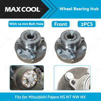 2PCS Front Wheel Bearing Hub Assembly Fits For Mitsubishi Pajero NS NT NW NX 2006-2018 14mm