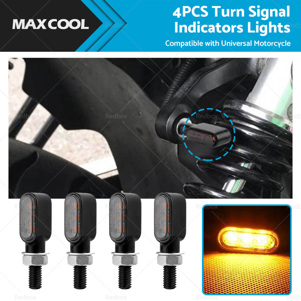 4x Motorcycle Indicators Turn Signal Blinkers Amber Mini LED Light Universal AU