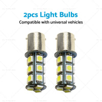 2x 12V BA15D LED 18 SMD Cool  White Light Globes 5050 For Caravan Car