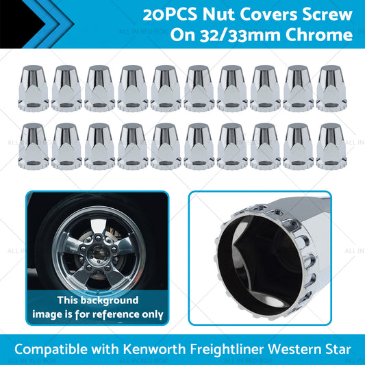 20x Nut Covers Screw Chrome 33mm Suitable for Kenworth Freightliner Western Star