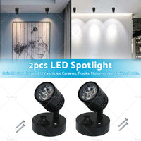 2 Pack 12V LED Interior Spot Reading Light Wall Lamp Switch For Caravan Camper