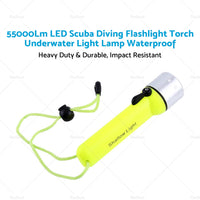 55000Lm LED Scuba Diving Flashlight Torch Underwater Light Lamp Waterproof