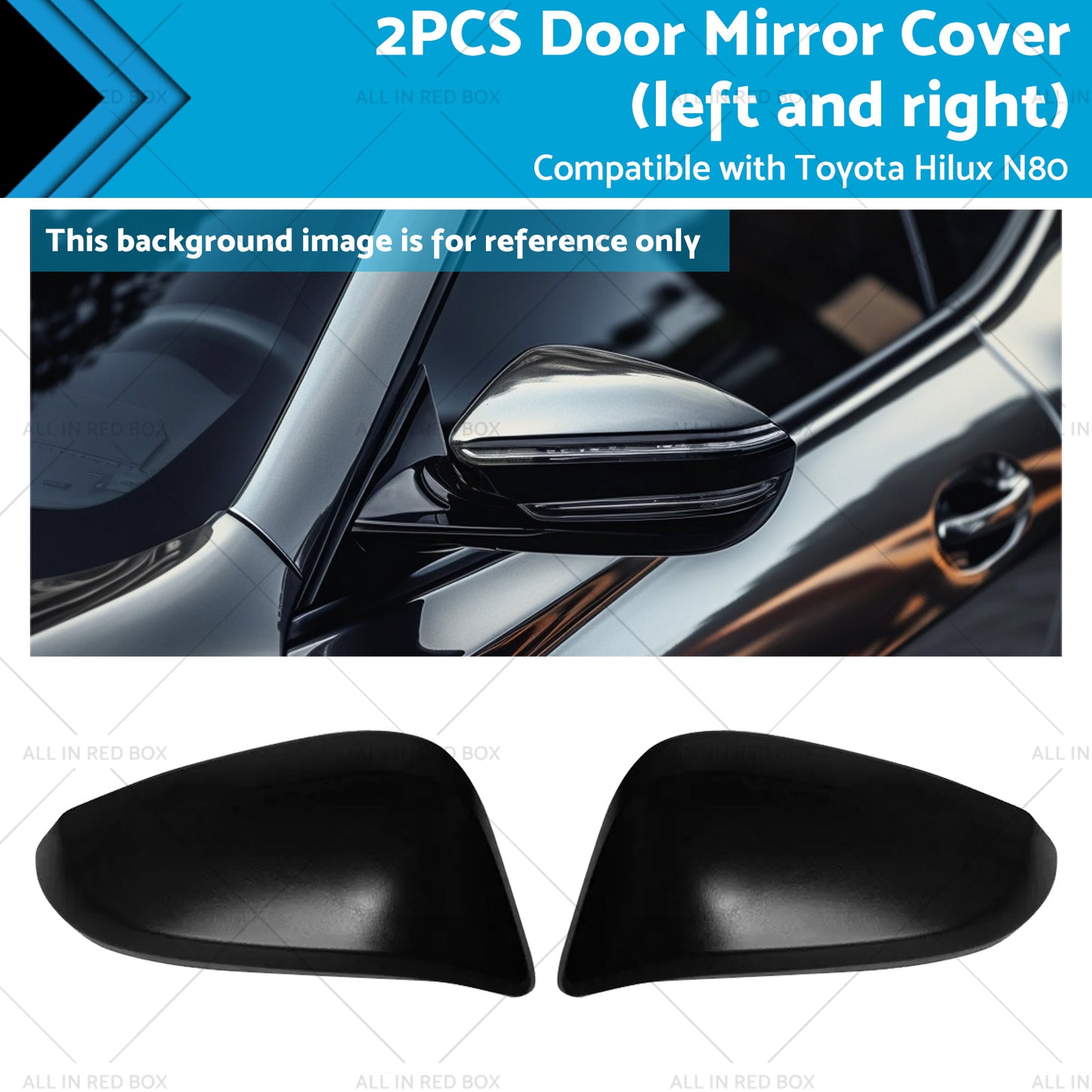 Black Door Mirror Cover Side Cap Guard Suitable for Toyota Hilux N80 2015-2023