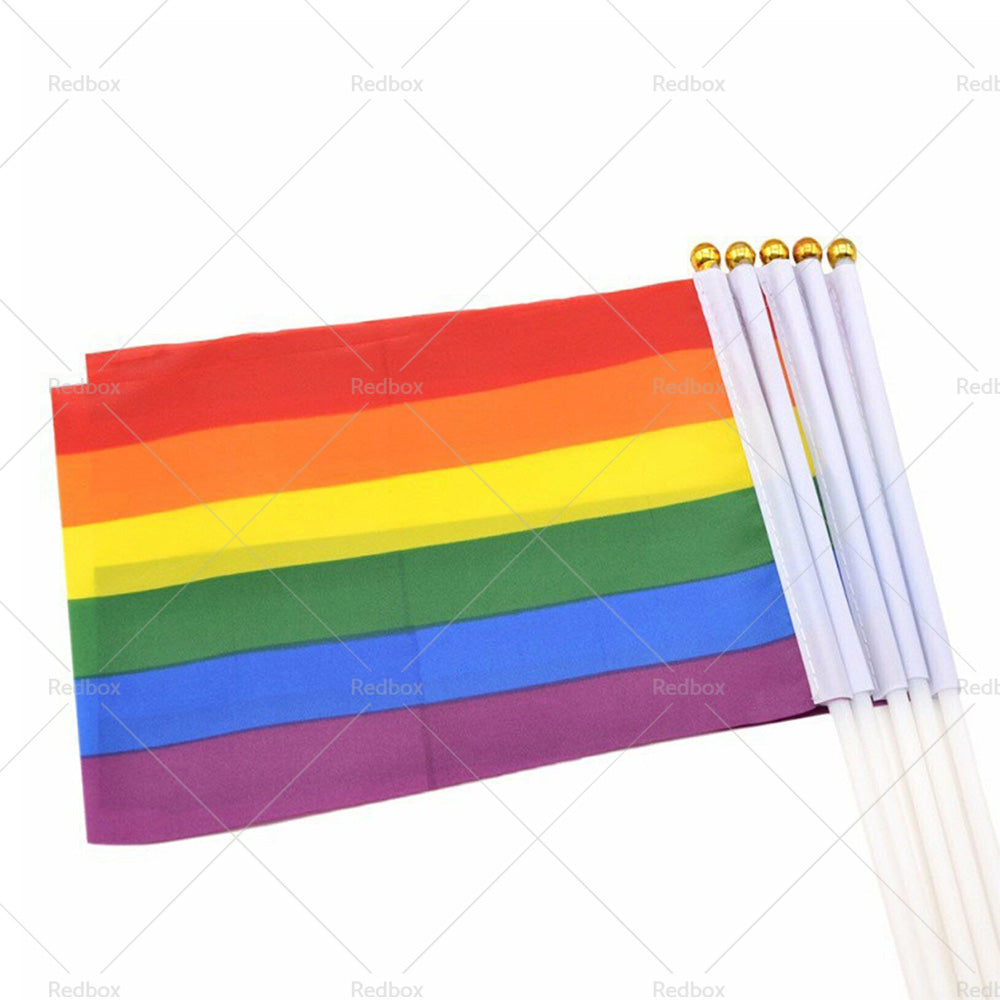 100x Small Rainbow Flag Gay Lesbian LGBT 14 x 21 cm Pride Mini Flags Hand Waving