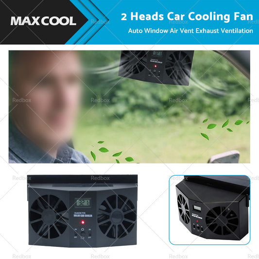 Solar Powered Car Cooling Fan Cooler Auto Window Air Vent Exhaust Ventilation