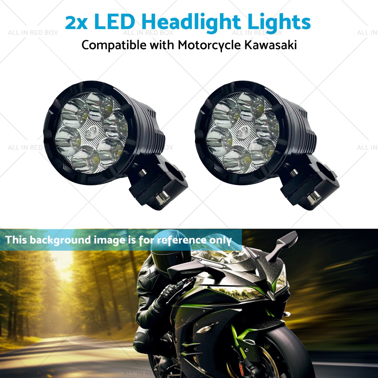 2x LED Headlight Lights Motorcycle Waterproof Driving Fog Spotlight Lamp