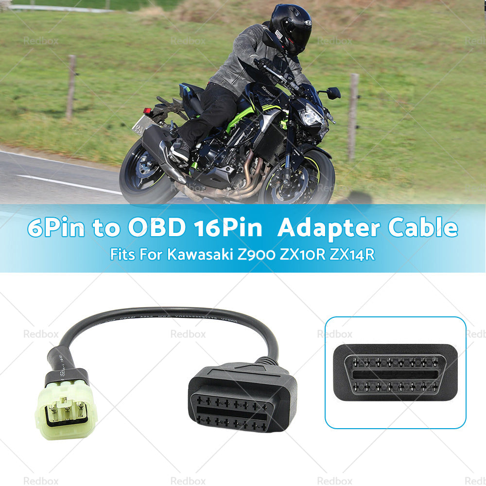 6 Pin OBD For Kawasaki Motorcycle Connector Diagnostic Tool Adapter Plug Cable