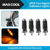 4 x Motorcycle Indicators Bike LED Turn Signal Light Blinkers Amber Universal AU