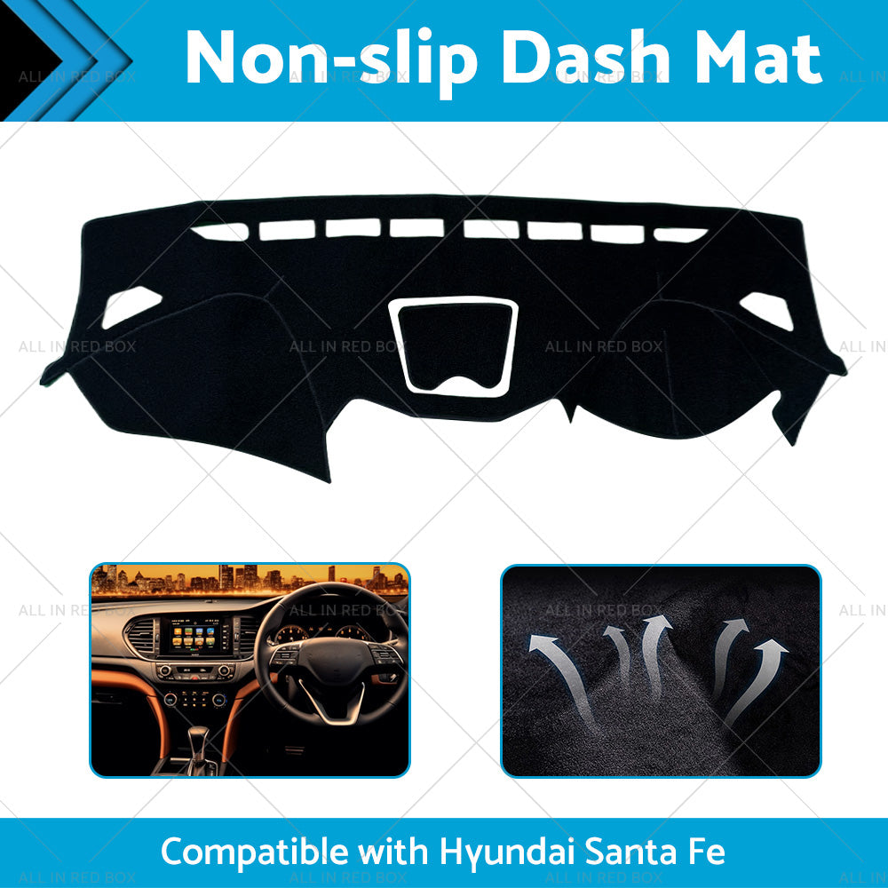 Non-Slip Dash Mat Suitable for Hyundai Santa Fe DM 2013-18 Dashboard Cover Black