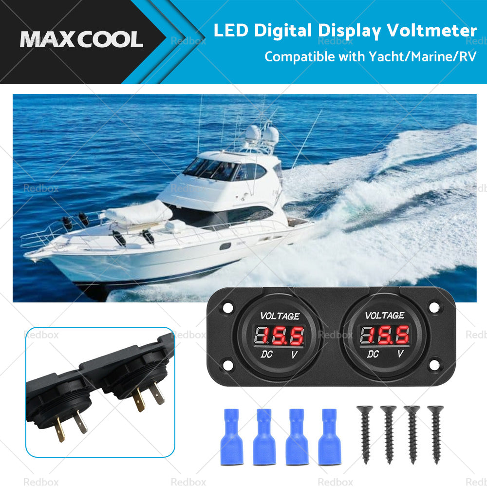 Digital LED Volt Meter Dual Battery Monitor Boat Voltage Marine Gauge DC 12V-24V