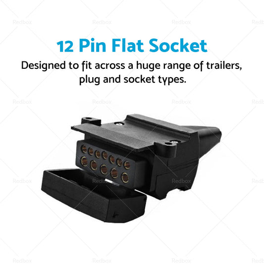 Suitable For Trailer Connector 12 Pin Flat Female Socket Car Caravan 82072BL