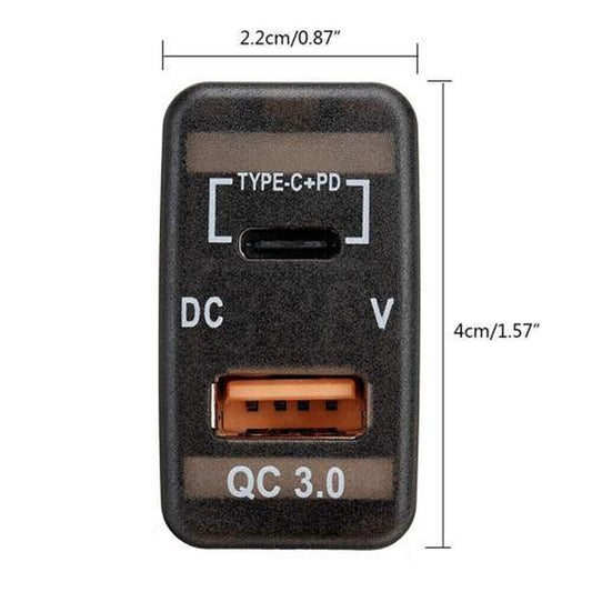 Type-C USB Car Charger Adapter Voltmeter Suitable for Toyota Land Cruiser 100 Se