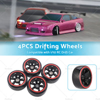 Suitable for Drifting 1 10 RC Drift Cars 4PCS Hard Plastic Rim Tyre Tire Wheel