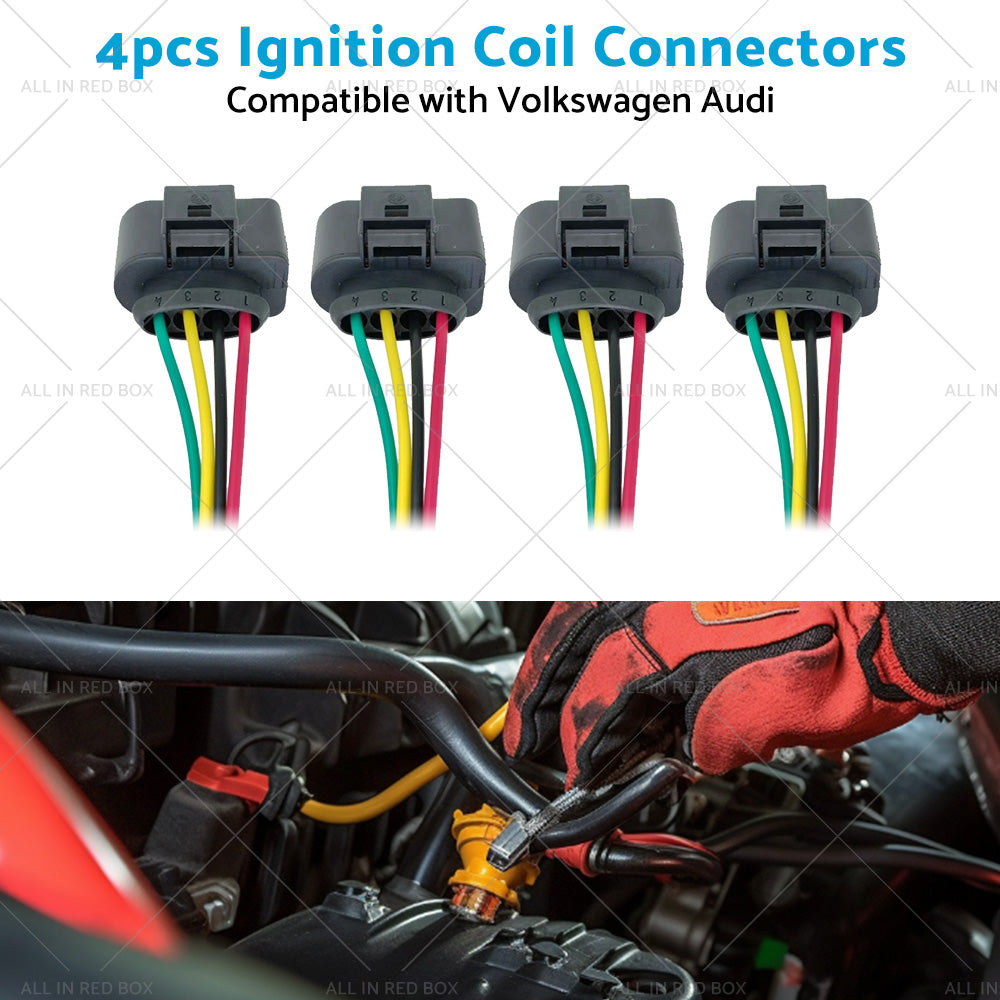 4PCS Ignition Coil Connector Repair Harness Plug 1J0973724 Suitable For VW Audi