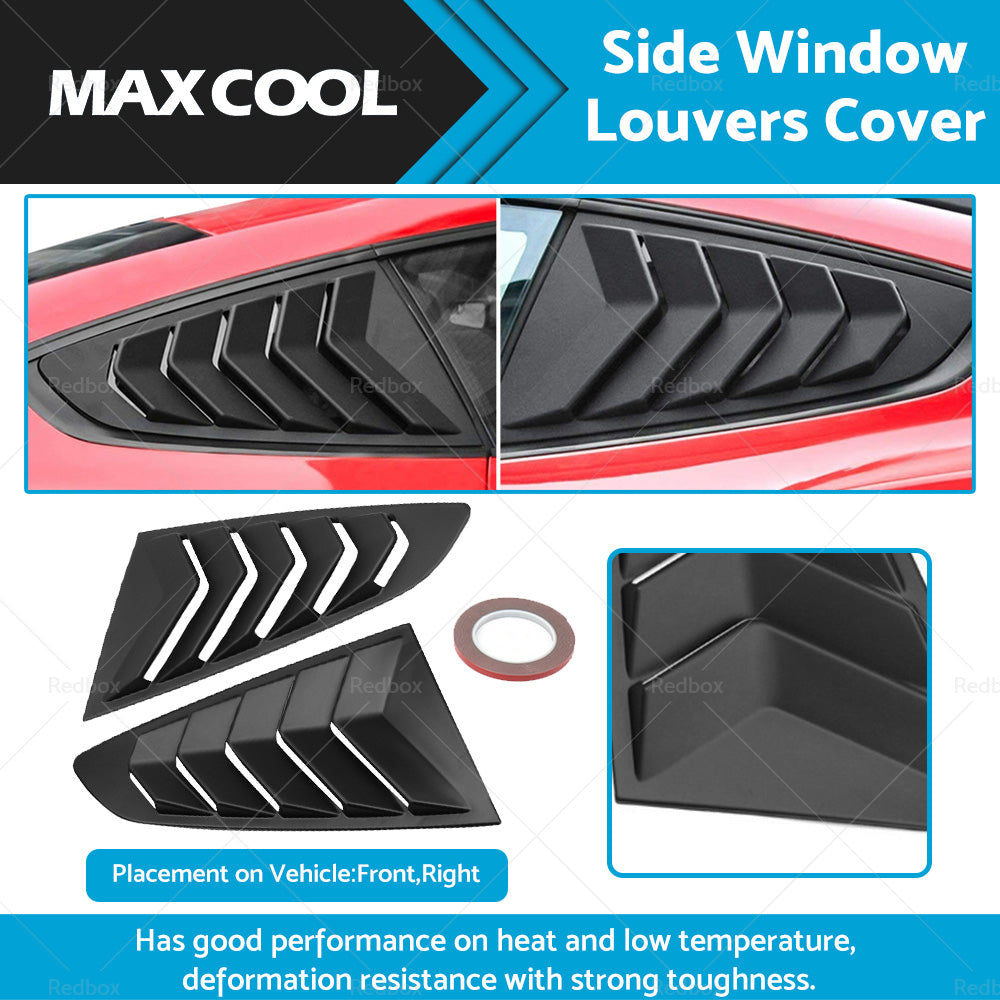 2x Side Window Louvers Sun Shade Cover Suitable For Ford Mustang 2015-2022