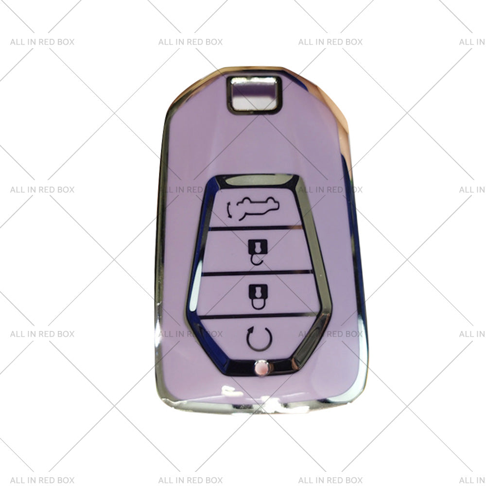 TPU Car Remote Key Fob Cover Suitable for Isuzu D-MAX MU-X MUX 4 Button Purple