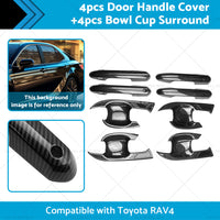 Carbon Fiber Door Handle Cover  Surrounds For Toyota RAV4 Hybrid Edge 2019-2023