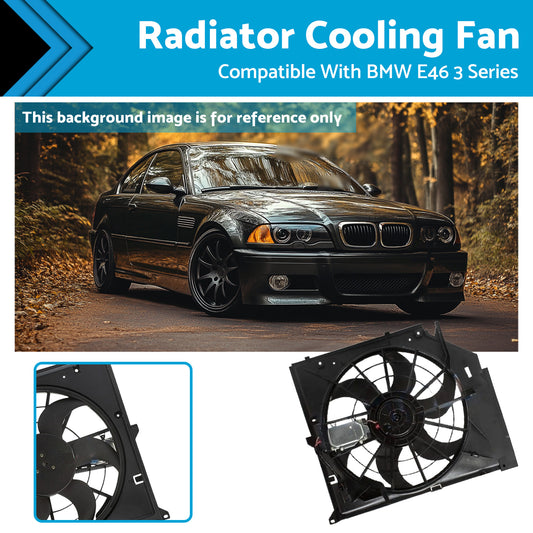 {{ Radiator Cooling Fan Suitable for BMW E46 with control mod and brush motor }} - Buy Car Parts Online at {{ Kaka Auto Parts }}.