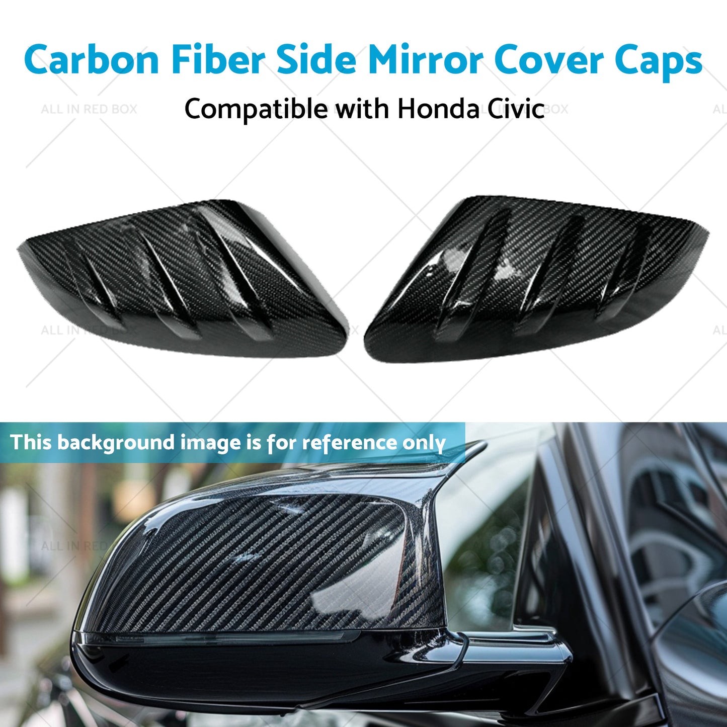 2x Carbon Fiber Side Mirror Cover Caps Suitable for 16-21 Honda Civic