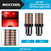 2 X P21 or 5W BAY15D 1157 144 Red LED Canbus Stop Tail Brake Light Bulbs No Error