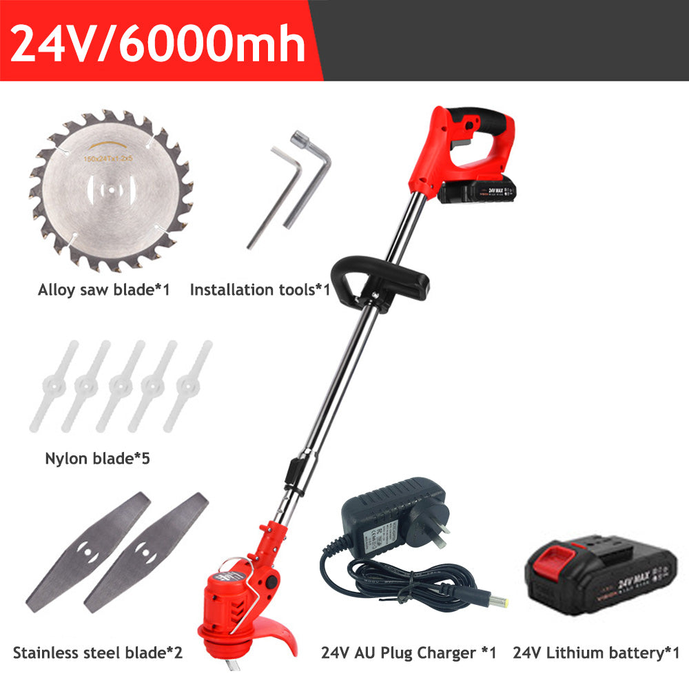 1/2 Battery Cordless Grass Trimmer Lawn Electric Whipper Snipper Strimmer 7Blade