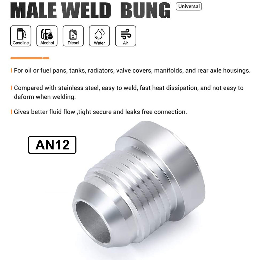 2x AN12 Male Aluminium weld on JIC bungs fitting -12AN JXSS032-12-A