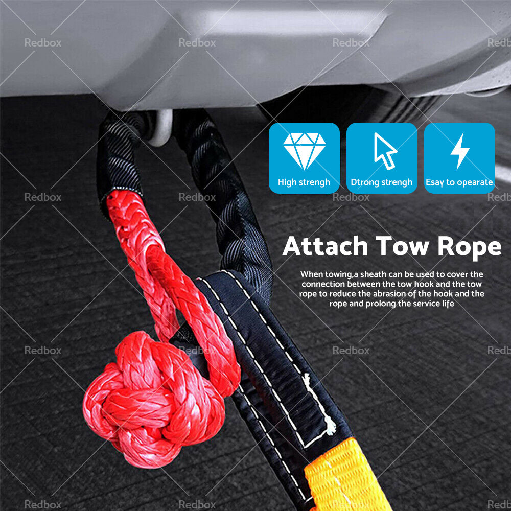 37479lbs Recovery Ring Snatch Block Pulley w/ Soft Shackle Tow Winch Rope Straps