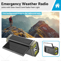 Solar Hand Crank Radio Emergency Weather 5000mAh Power Bank Charger Flash Light