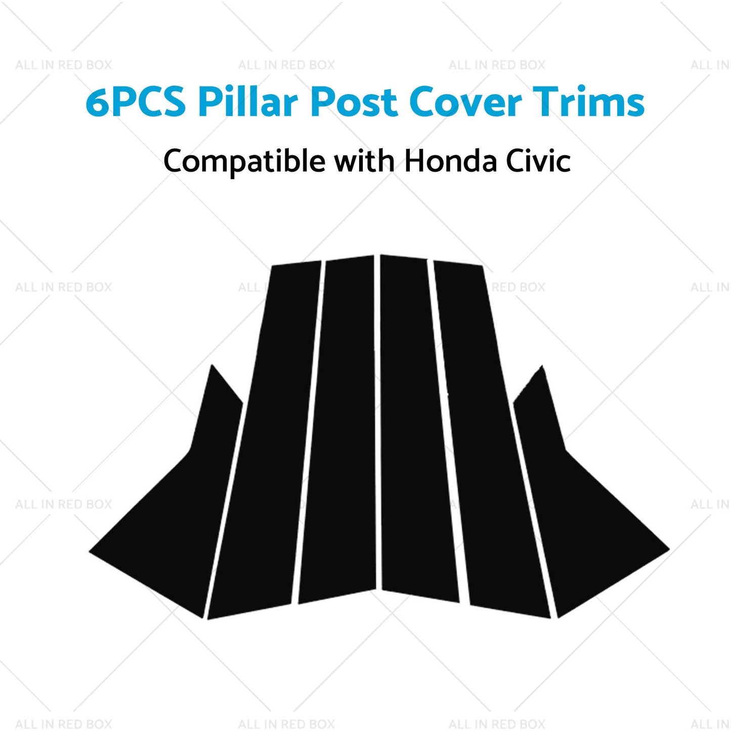 6x Black Pillar Post Cover Trims Suitable for 2022 Honda Civic