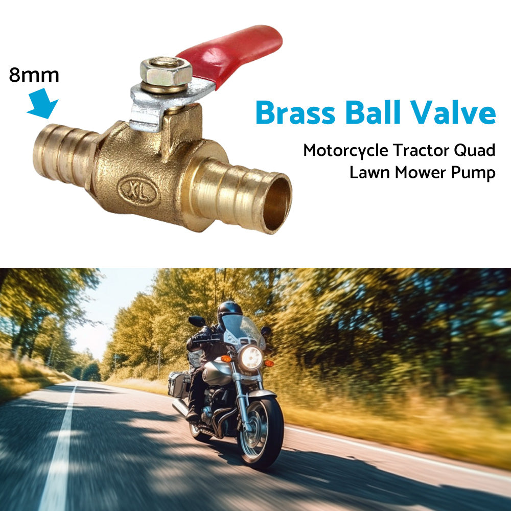 In-Line Fuel Tap Brass 8mm 5 16inch Motorcycle Tractor Quad Lawn Mower Pump