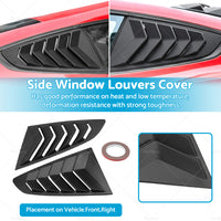 2x Side Window Louvers Sun Shade Cover Suitable For Ford Mustang 2015-2022