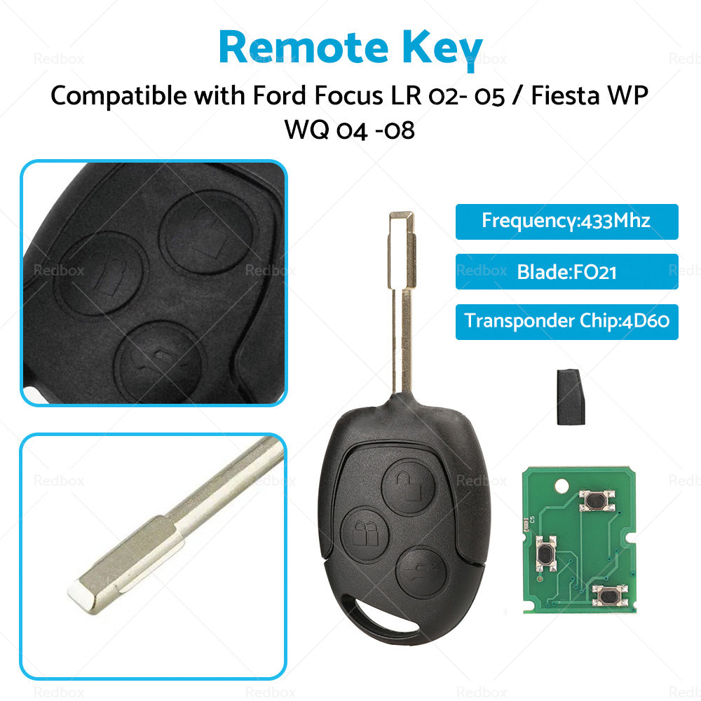 Remote Key 433MHz 4D60 Suitable For Ford Focus LR 02-05 Fiesta WP WQ 04-08