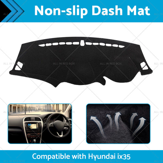 Black Non-Slip Dash Mat Suitable For Hyundai iX35 2010-2015 Dashboard Cover