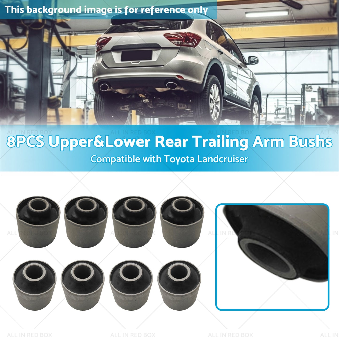 8x Upper and Lower Rear Trailing Arm Bush Kit Suitable for Toyota Landcruiser 80 105