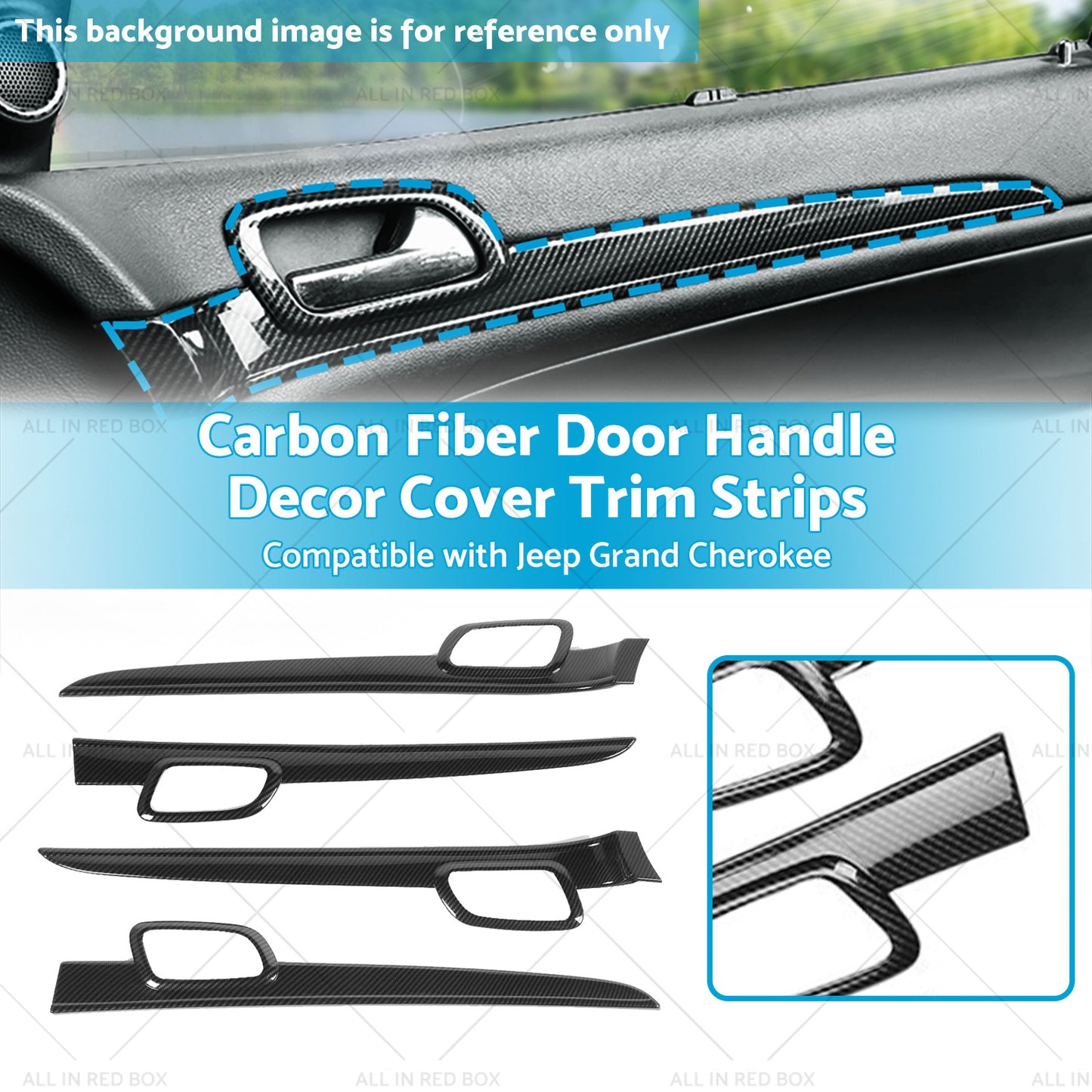 Carbon Fiber Door Handle Decor Cover Trim Strips Suitablefor Jeep Grand Cherokee