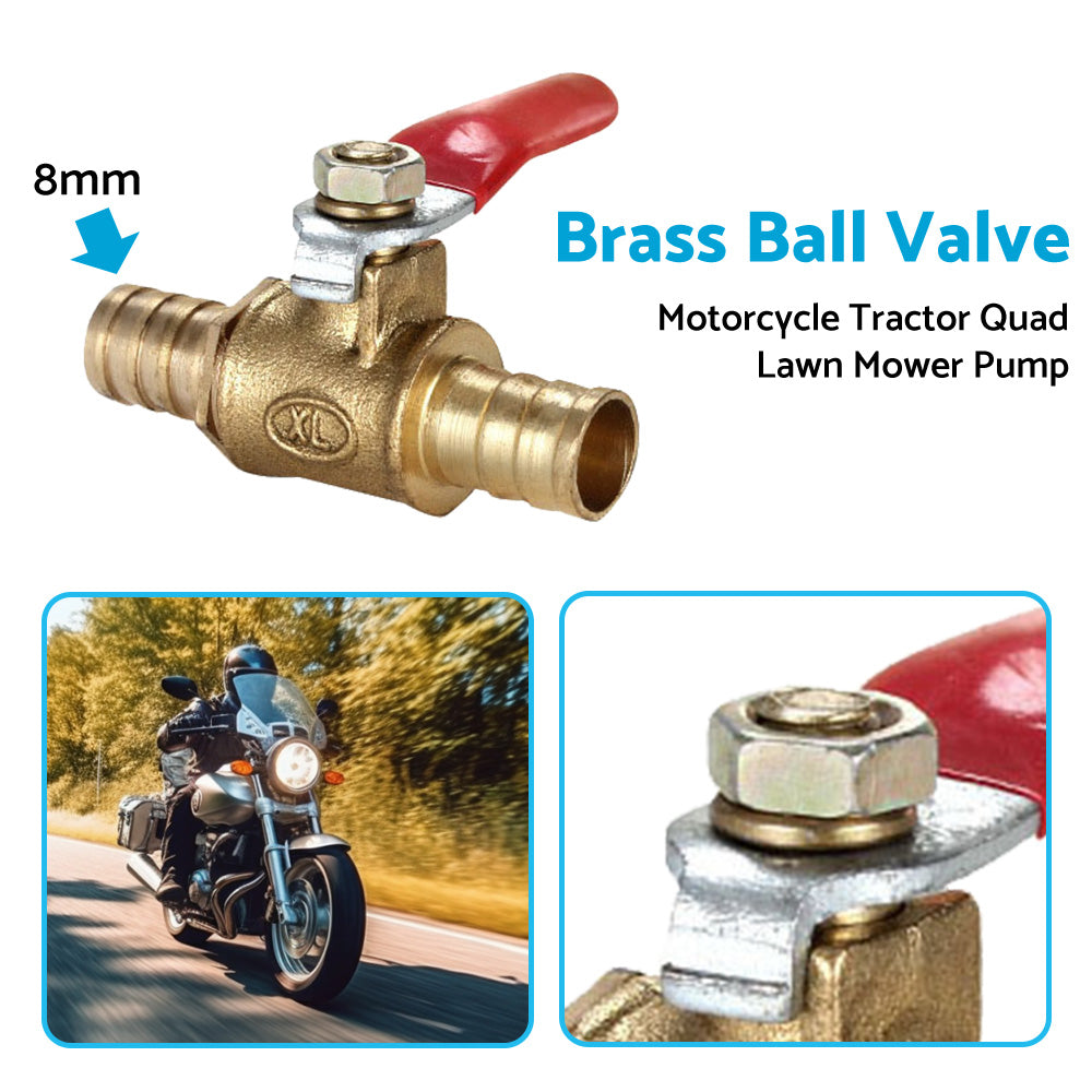 In-Line Fuel Tap Brass 8mm 5 16inch Motorcycle Tractor Quad Lawn Mower Pump