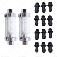 2x Reusable Washable Fuel Filter Chrome Glass Inline Suitablefor 1 4inch 5 16inch 3 8inch