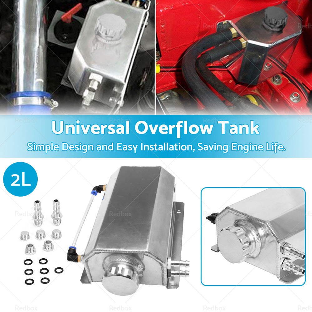 Universal Aluminum 2L Coolant Radiator Overflow Recovery Water Tank Bottle